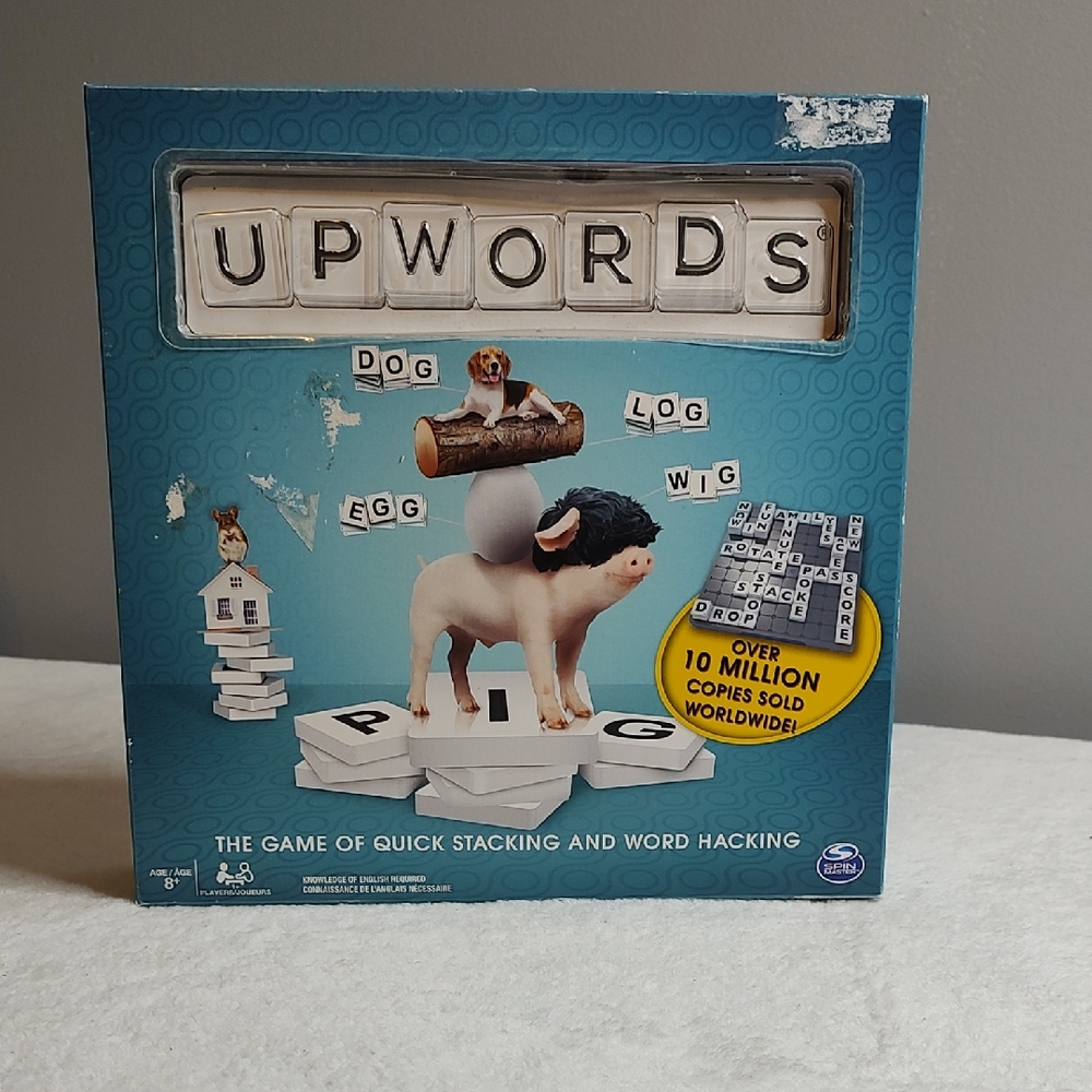 Upwords Board Game - Blue and White